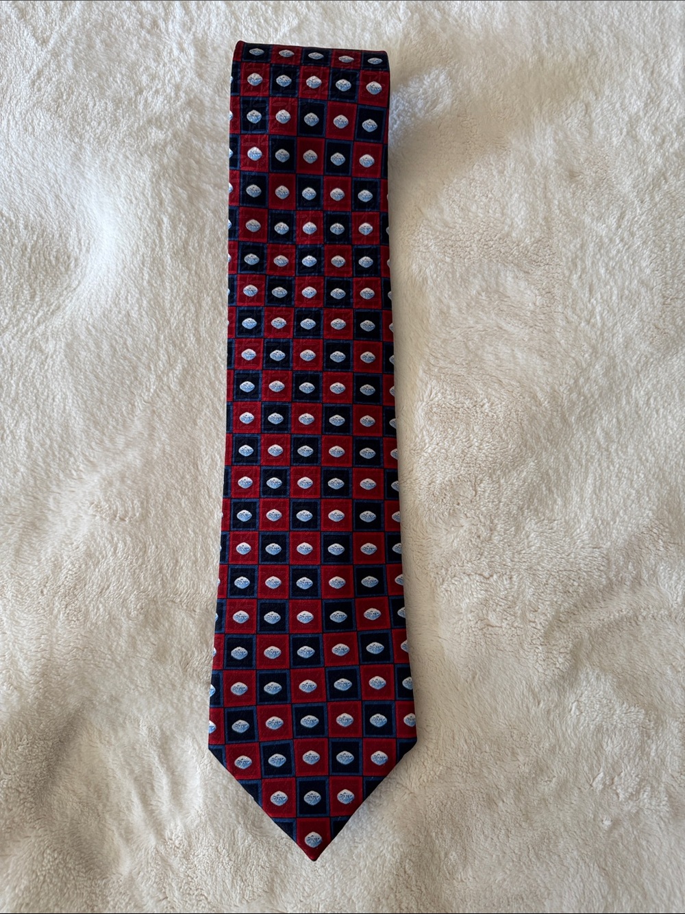 Silk Geometric Red & Navy Men's Tie